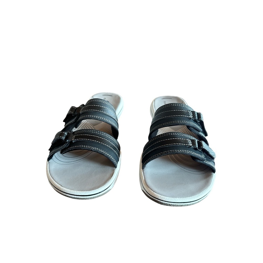 Clarks Cloudsteppers Black Noir Piper Woman's Sz9 Slide Comfort Strap Sandals